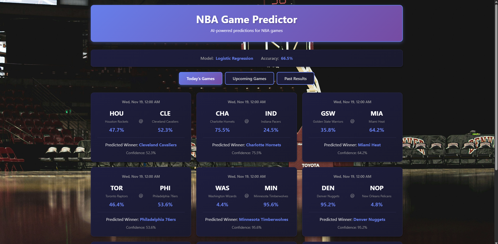 NBA Game Predictor ML application